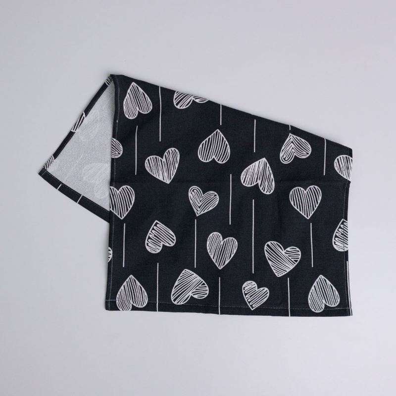 Рушник махровий кухонний Сердечки 40х60 см 300г/м2 GM Textile (Чорний)